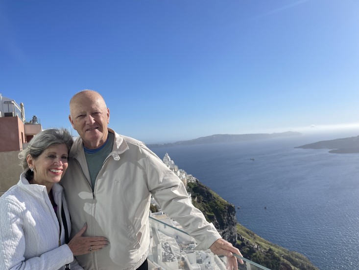 Candy Muhlrad, recently appointed secretary for Sipco Publications, F&FI publisher with Eric Schneider in Santorini, Greece