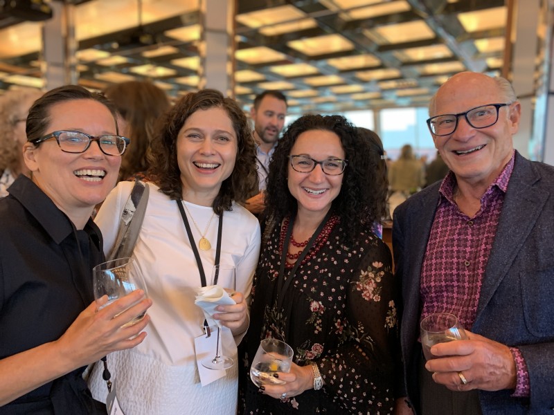 Jennie Wilde (l to r), a guest, Irena Peer, director contract design and merchandising at Robert Allen Duralee Group in New York City, Mindy Marcus, principal at ME Textiles in New York City, and Ken Wolf, principal at Ken Wolf Textiles in Chicago, Illinois.