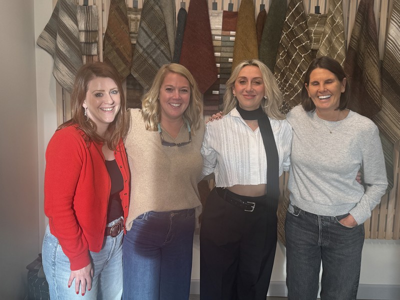 At Topteks:  Emily McCrary, Melissa Wolck,  Marketing Manager, both from Verellen; Ebru Ertin, Topteks and Sabine Verellen, owner of Verellen Furniture, High Point