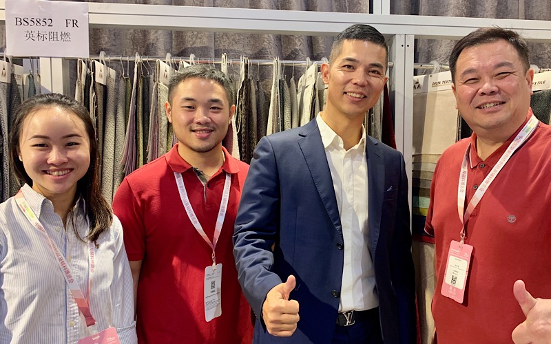 Karmen Koh, (l to r) operation executive at Kintex SDN BHD in Kuala Lumpur, Malaysia, Jason Koh, sales and marketing executive at Kintex, Freeman Shen, president of Delta Textiles in Hangzhou, China, and Koh Dat Toon, managing director of Kintex.