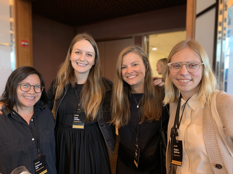 Rebecca Lee (l to r), at Sunbrella Contract in Burlington, North Carolina, Carol Lindsey, textile designer at Suzanne Tick Inc. in New York City, Meagan Phipps, design director textiles at Suzanne Tick, and Meghan Spielman, textile designer at Suzanne Tick.