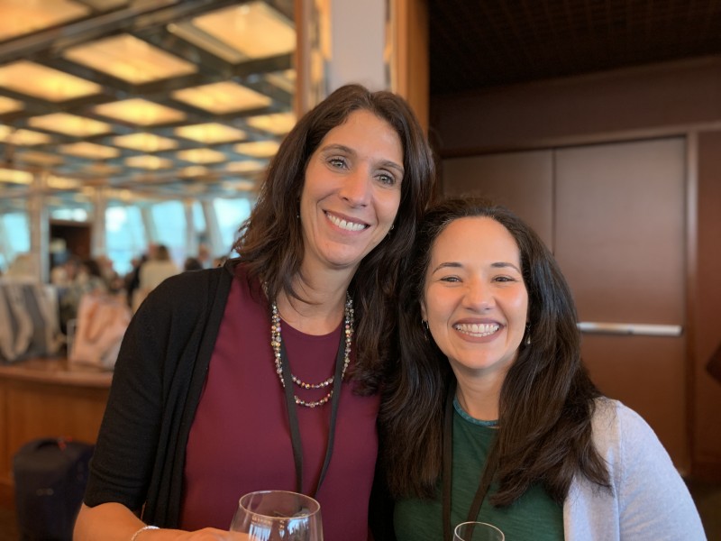 Valerie Hamroff (left), design consultant at Fabricut Contract in New York City and Julia Dalton, a stylist at Nassimi in New York City.