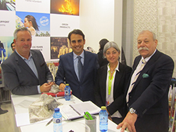 Ed de Vries, Director, Egger Textiles, a wholesaler in Borger, Holland with Eduardo Aznar, General Manager, Aznar Textil, Valencia, Spain with his Export Director, Ana Rios and R. Bouman. CEO, Egge